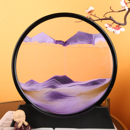 3D Landscape Quicksand Painting Round Glass Craft Hourglass Creative Gift Decorations Living Room Relax Desktop Home Office Work Decoration