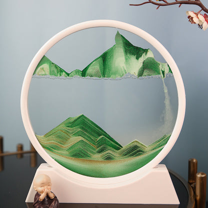 3D Landscape Quicksand Painting Round Glass Craft Hourglass Creative Gift Decorations Living Room Relax Desktop Home Office Work Decoration