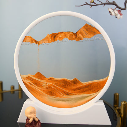 3D Landscape Quicksand Painting Round Glass Craft Hourglass Creative Gift Decorations Living Room Relax Desktop Home Office Work Decoration