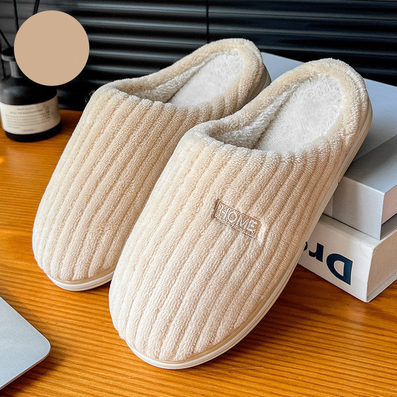 Solid Colour Slippers Winter Non-slip Home Warm Plush Slippers