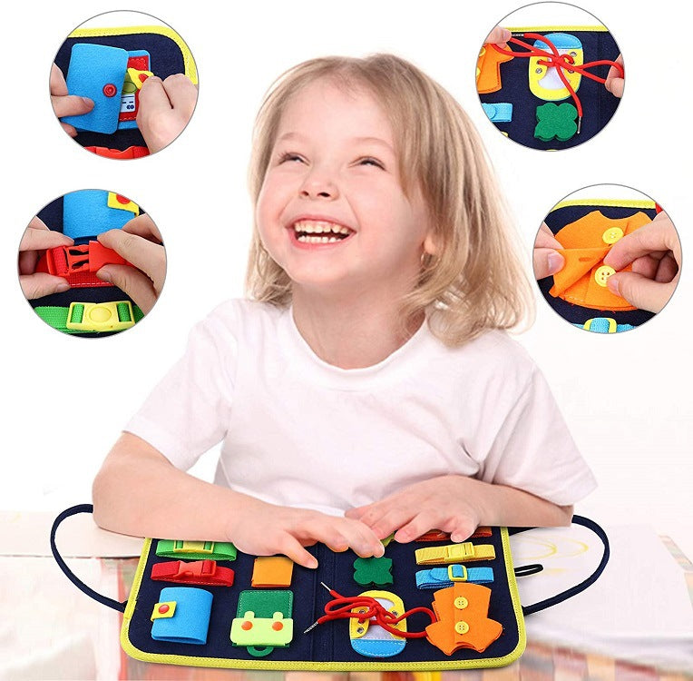 New Busy Book Children's Busy Board Dressing And Buttoning Learning Baby Early Education Preschool Sensory Learning Toy1