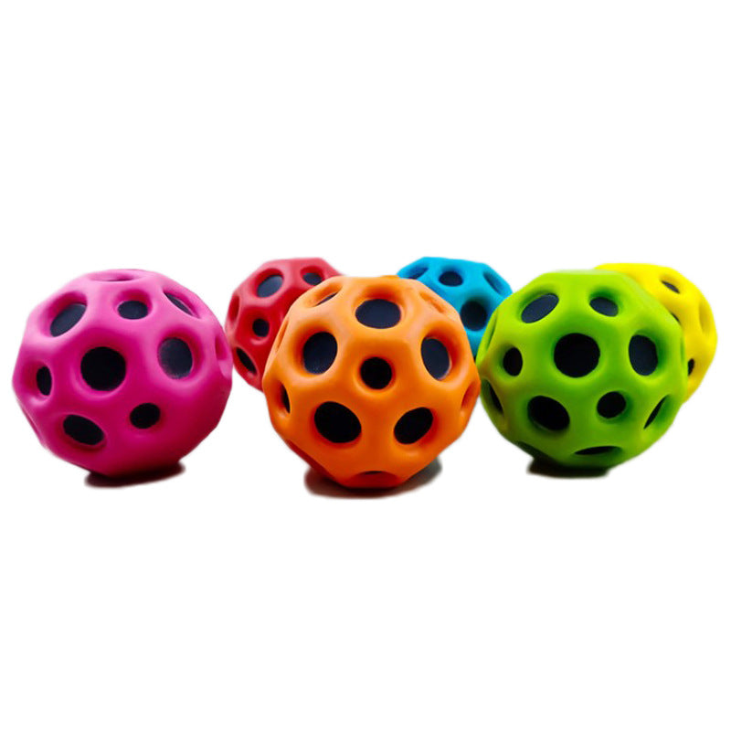 Hole Ball Soft Bouncy Ball Anti-fall Moon Shape Porous Bouncy Ball Kids Indoor Outdoor Toy Ergonomic Design6