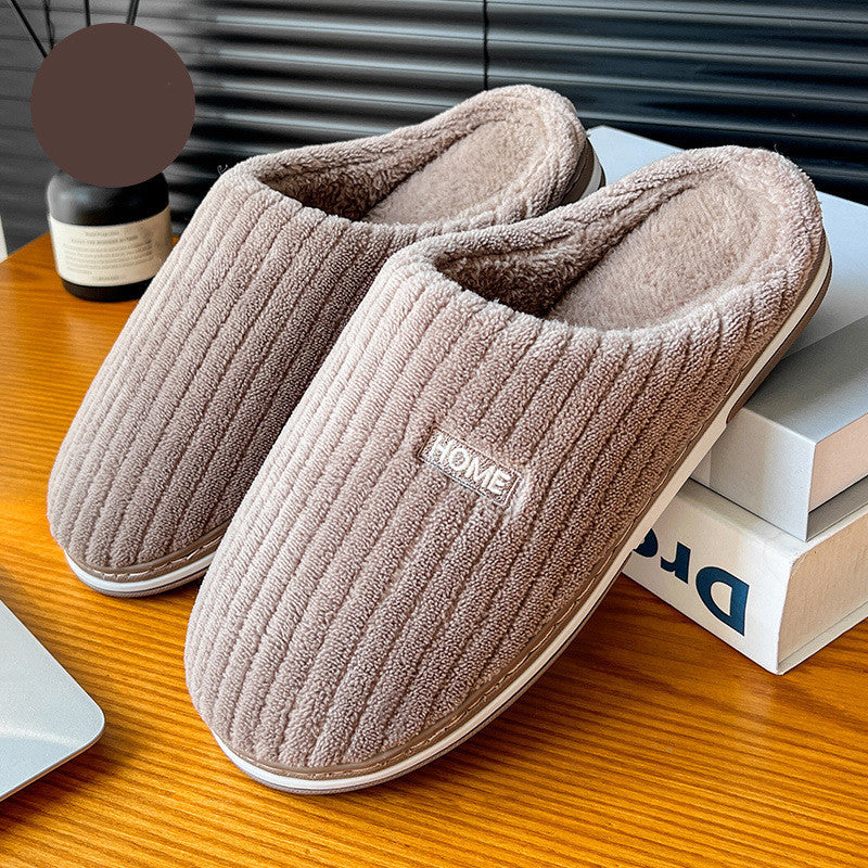 Solid Colour Slippers Winter Non-slip Home Warm Plush Slippers