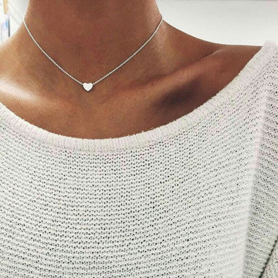 Gold Colour Double-sided Love Pendant Necklaces Clavicle Chains Women Jewellery Valentines Day Gift 2