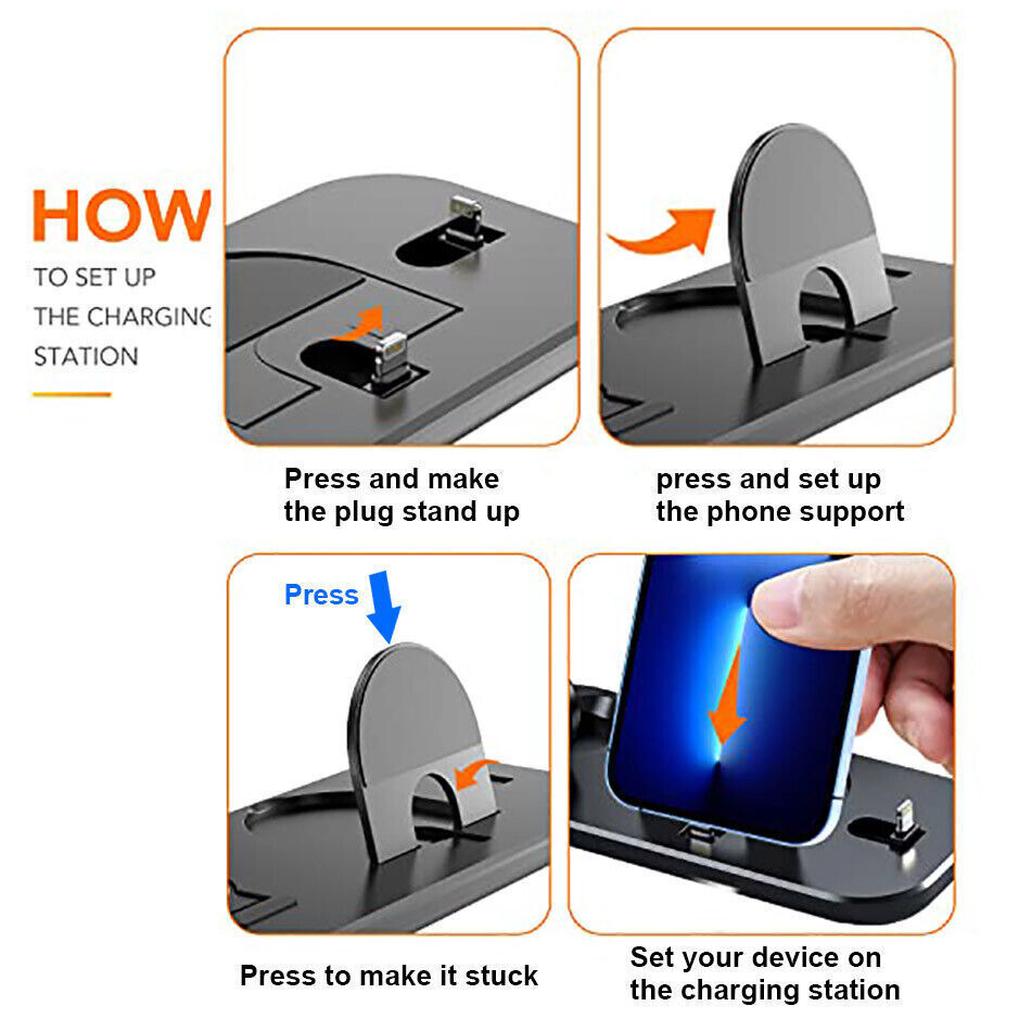 3In1 Wireless Charger Dock Charging Stand For Watch Mobile Phone 5