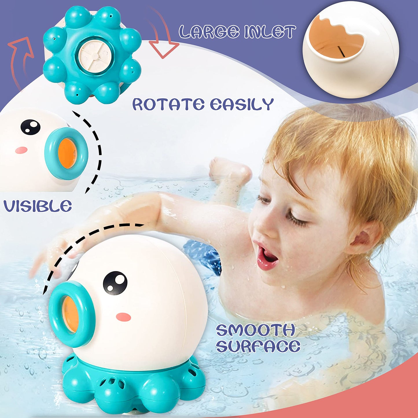 Octopus Fountain Bath Toy Water Jet Rotating Shower Bathroom Toy Sprinkler Beach Toys Kids 1