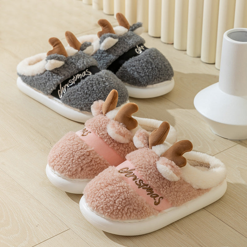 Christmas Shoes Winter Home Slippers Elk Soft Cosy Bedroom Slipper Slip On House Shoes2