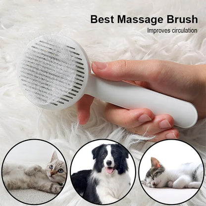 Pet Self Cleaning Cat Brushes, Cat Grooming Brush For Dogs Cats For Long Haired & Short Hair Gently To Remove