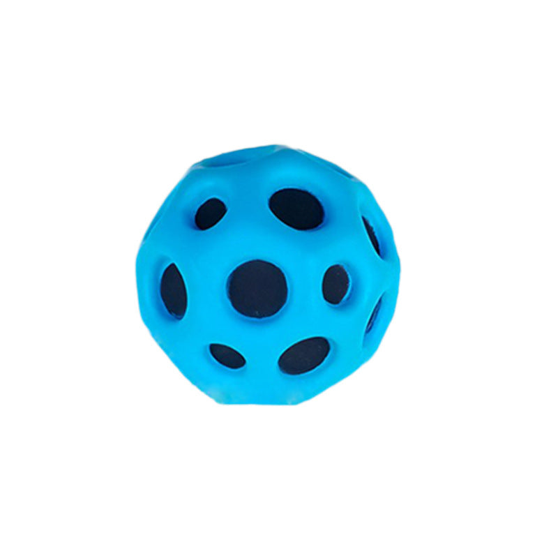 Hole Ball Soft Bouncy Ball Anti-fall Moon Shape Porous Bouncy Ball Kids Indoor Outdoor Toy Ergonomic Design blue