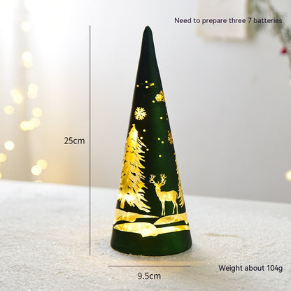 Christmas Luminous Glass Desktop Decoration Led Lights, Christmas tree, Candle, Cup cone