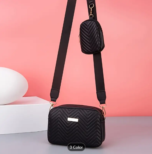 Trendy Wave Quilted Crossbody Bag, All-match Solid Colour Phone Bag & Coin Bag, Perfect Shoulder Bag For Daily Use