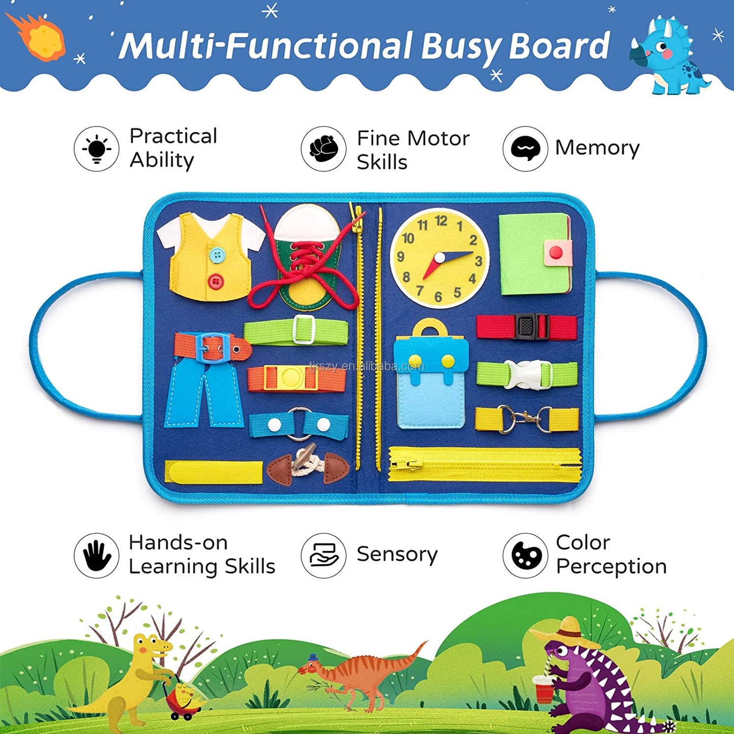 Toddler Busy Board Sensory Montessori Toys 8 Pages Quiet Book for Kids3