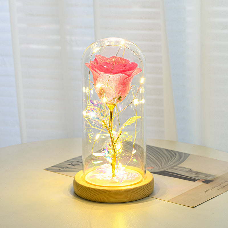 Valentines Day Gift For Girlfriend Eternal Rose Flowers LED Light In Glass Cover 2