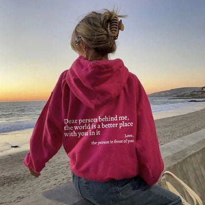 Dear Person Behind Me, You are Enough Drawstring Printed Hoodie Unisex Hoodies perpule