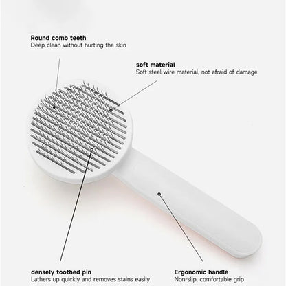 Pet Self Cleaning Cat Brushes, Cat Grooming Brush For Dogs Cats For Long Haired & Short Hair Gently To Remove