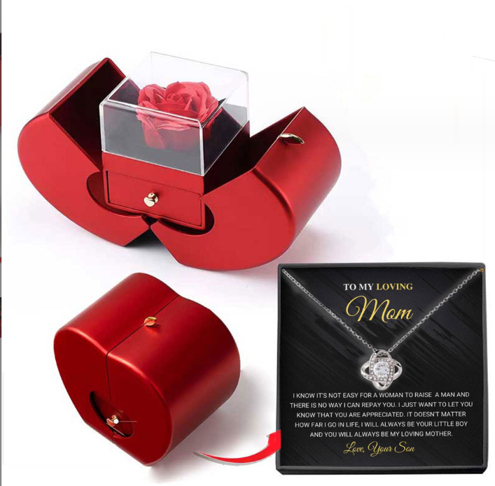 Fashion Jewellery Box Red Apple Gift Necklace Eternal Rose For Girl Valentine's Day and Mothers day