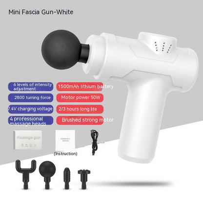 Mini Massage Gun Deep Tissue,6 Speeds Cordless Handheld Muscle Massager with 4 Heads 1500mAh Battery & Type-C Charging, Super Quiet Chargeable Device Pain Relief, Gifts white