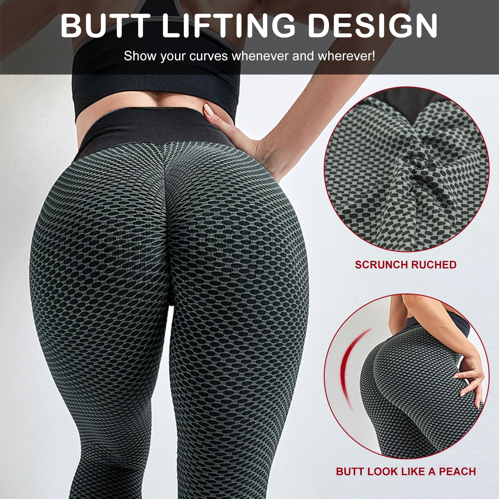 TIK Tok Leggings Women Butt Lifting Workout Tights Plus Size Sports High Waist Yoga Pants back