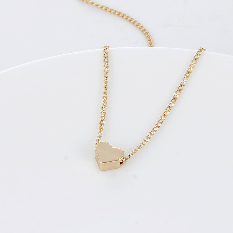 Gold Colour Double-sided Love Pendant Necklaces Clavicle Chains Women Jewellery Valentines Day Gift6