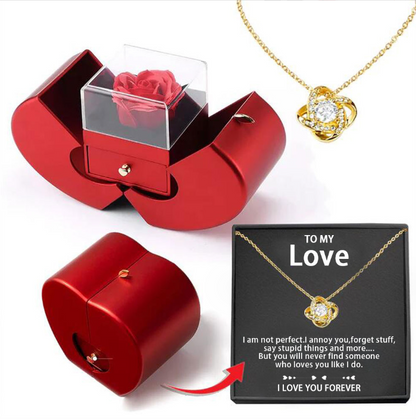 Fashion Jewellery Box Red Apple Gift Necklace Eternal Rose For Girl Valentine's Day 6