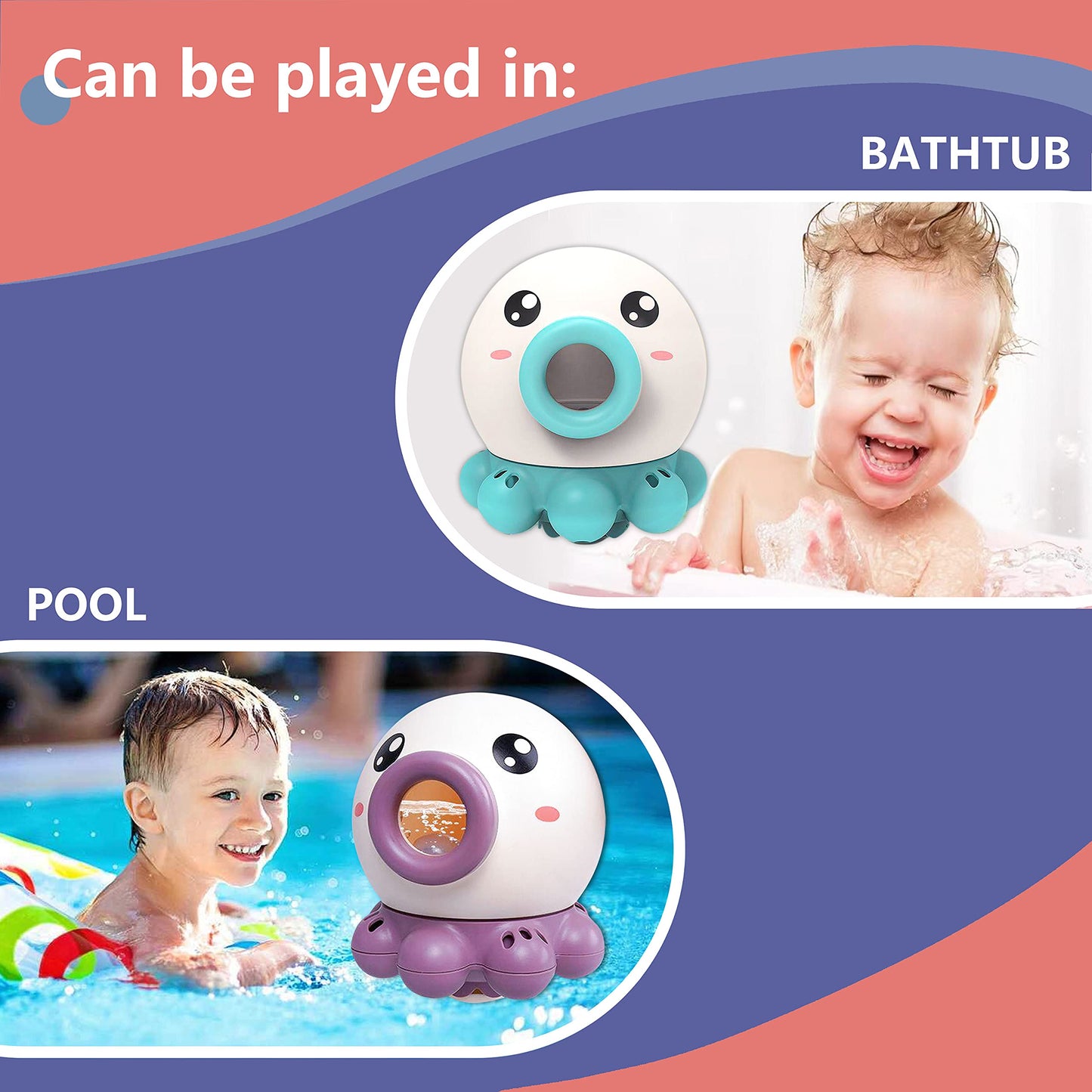 Octopus Fountain Bath Toy Water Jet Rotating Shower Bathroom Toy Sprinkler Beach Toys Kids 2