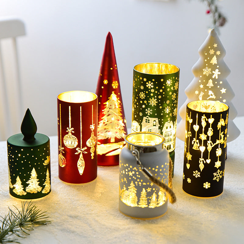 Christmas Luminous Glass Desktop Decoration Led Lights, Christmas tree, Candle, Cup