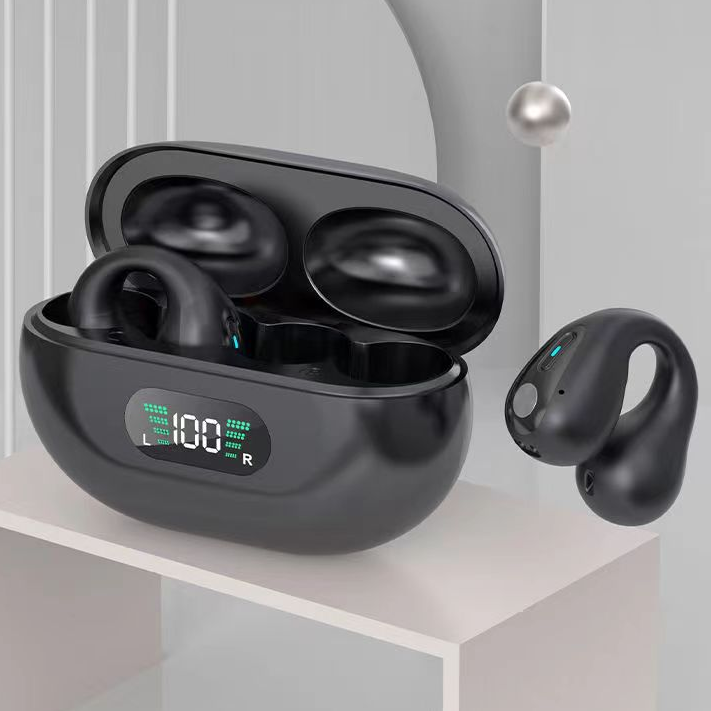 Bone Conduction Headphones TWS Earbuds Ear Clip Bluetooth 5.3 Touch Wireless Earphone In-Ear Bass HIFI Sports Headset black