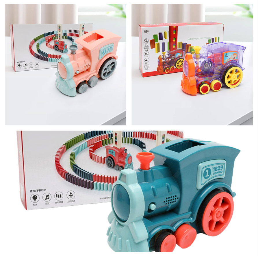 Domino Train Toys Baby Toys Car Puzzle Automatic Release Licensing Electric Building Blocks Train Toy 5