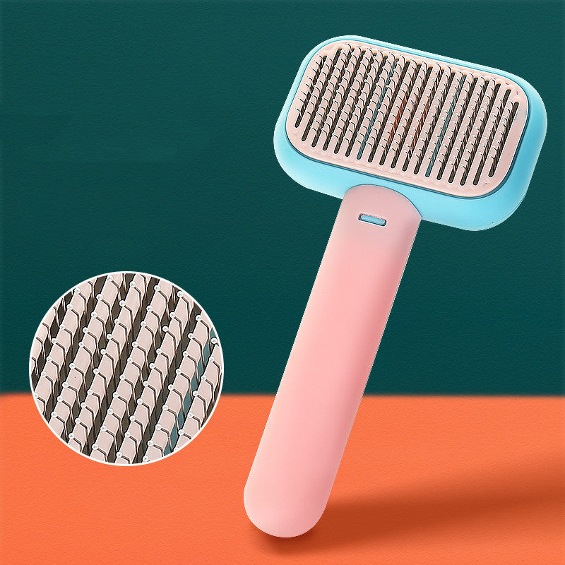 New Pet Cat Dog Hair Brush Hair Massage Comb Open-Knot Brush Grooming Cleaning Tool Stainless Steel Comb pink