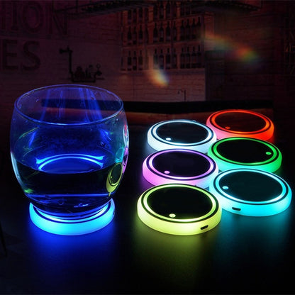 Colourful Cup Holder LED Light-up Coaster Solar & USB Charging Non-slip Coaster Ambient Light For Car