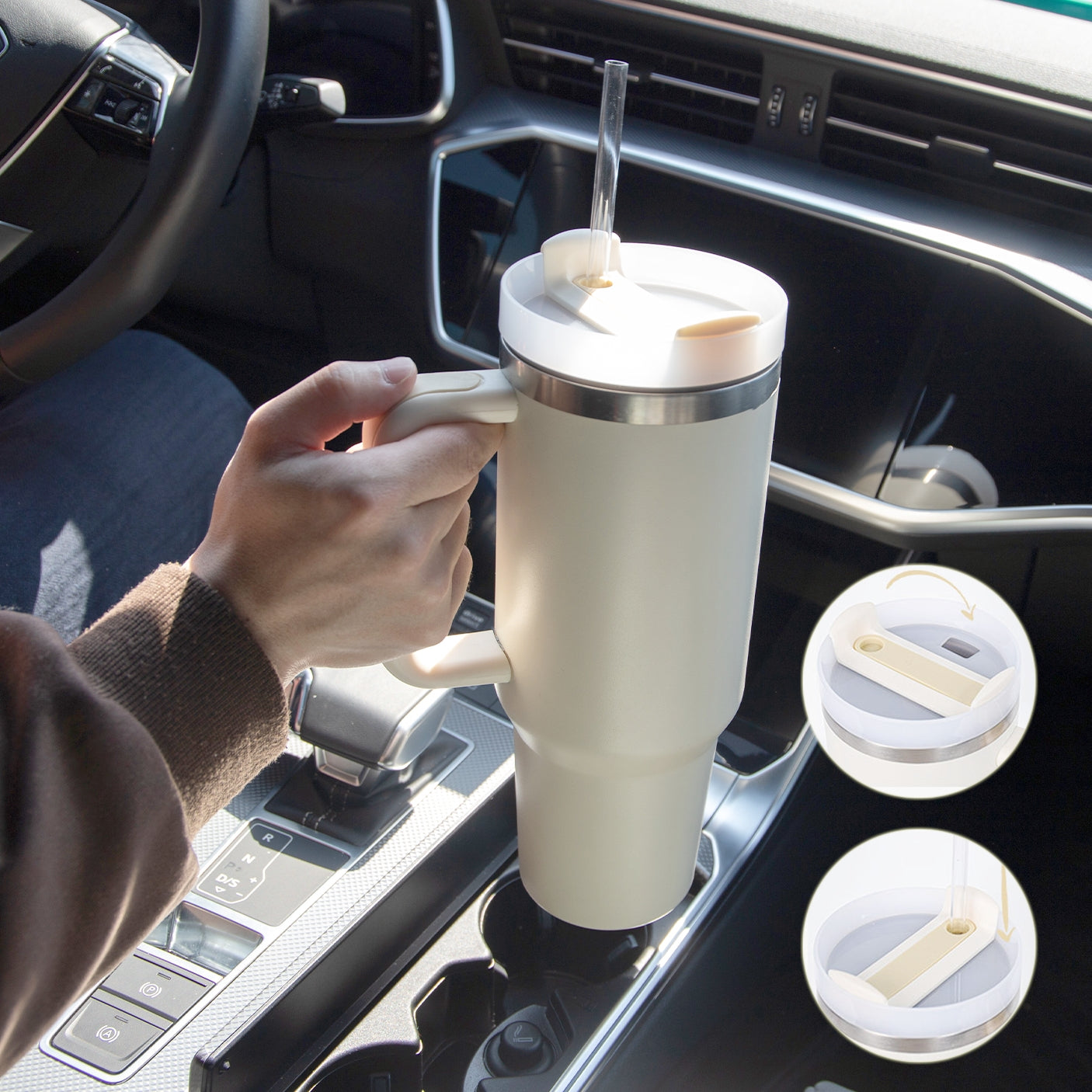 Thermal Mug 40oz Straw Coffee Insulation Cup With Handle Portable Car Stainless Steel Water Bottle Large Capacity Travel BPA Free Thermal Mug1