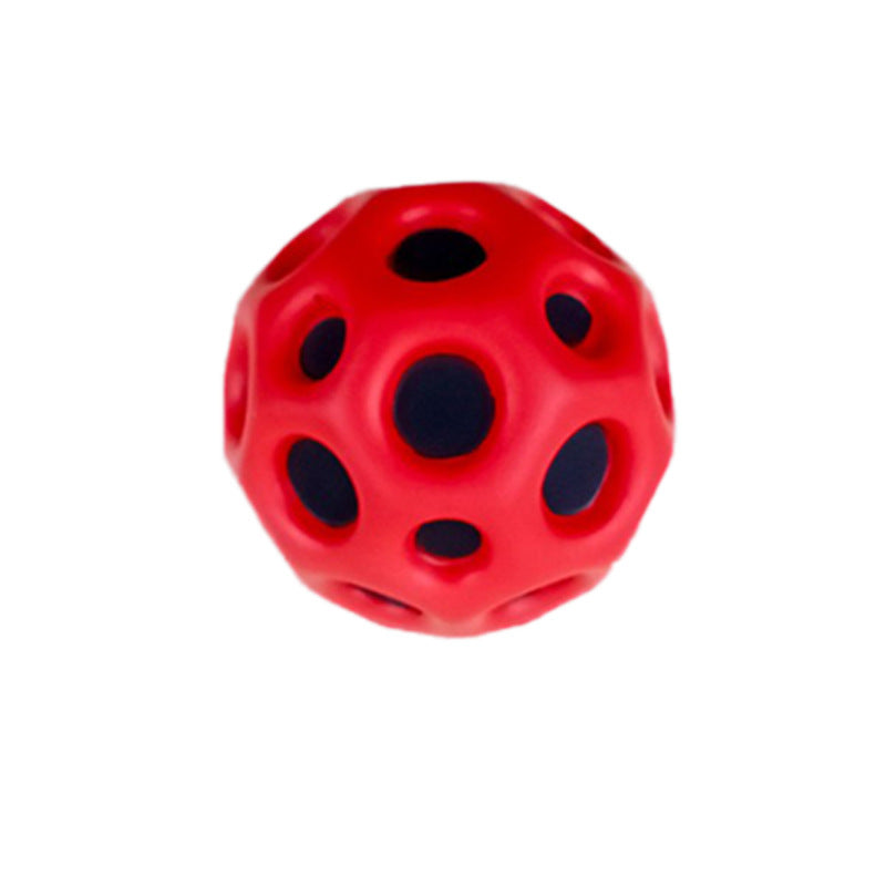 Hole Ball Soft Bouncy Ball Anti-fall Moon Shape Porous Bouncy Ball Kids Indoor Outdoor Toy Ergonomic Design red