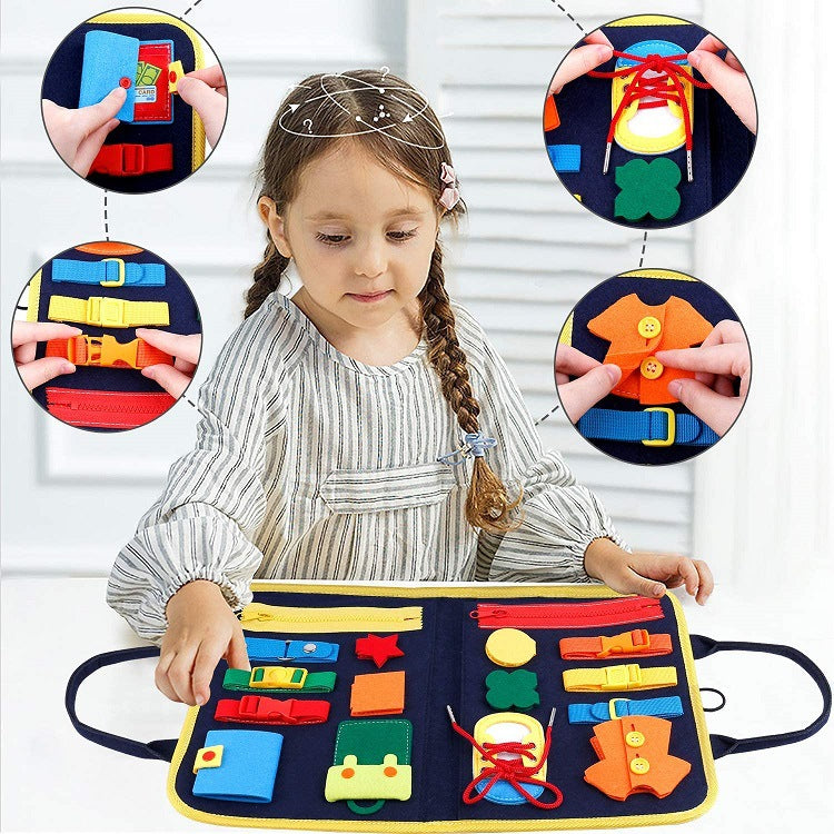 New Busy Book Children's Busy Board Dressing And Buttoning Learning Baby Early Education Preschool Sensory Learning Toy2