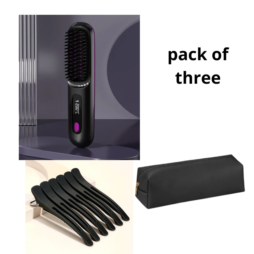 2 In 1 Straight Hair Comb Wireless Hair Straightener Brush Hair  Portable USB Charging6