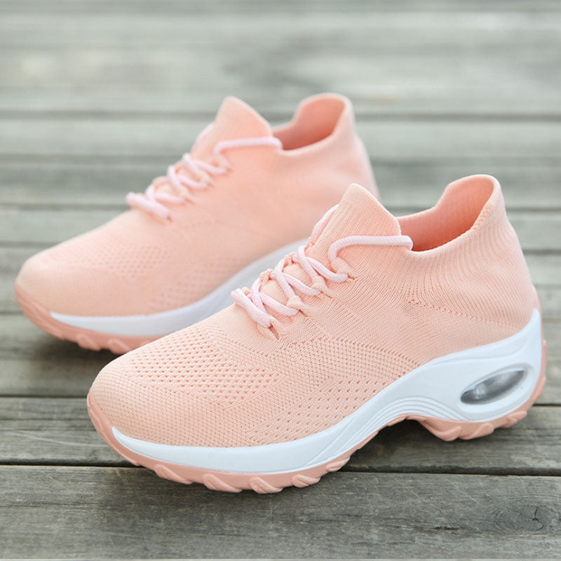 Sports shoes women flying knit socks shoes shaking shoes pink