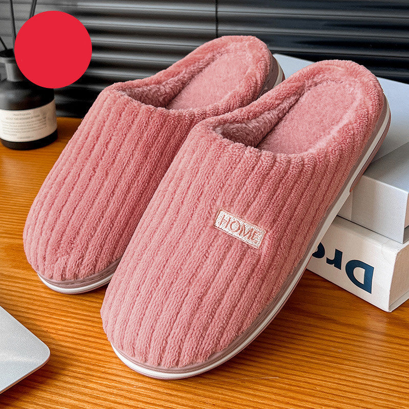 Solid Colour Slippers Winter Non-slip Home Warm Plush Slippers pink