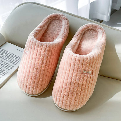 Solid Colour Slippers Winter Non-slip Home Warm Plush Slippers 5