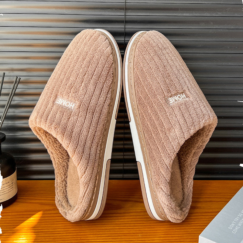 Solid Colour Slippers Winter Non-slip Home Warm Plush Slippers 8