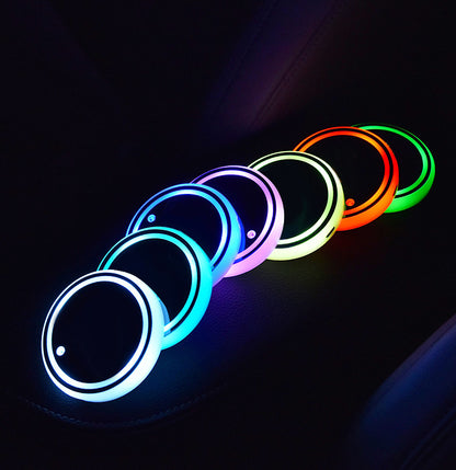 Colourful Cup Holder LED Light-up Coaster Solar & USB Charging Non-slip Coaster Ambient Light For Car1