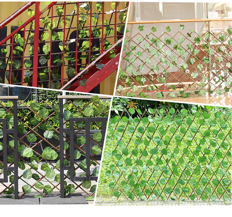 Simulation Fence Garden Plant Fence Wooden Garden Decoration Retractable Trellis with Artificial Leaves Retractable Trellis Fence22