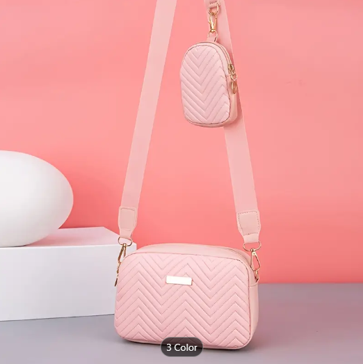 Trendy Wave Quilted Crossbody Bag, All-match Solid Colour Phone Bag & Coin Bag, Perfect Shoulder Bag For Daily Use