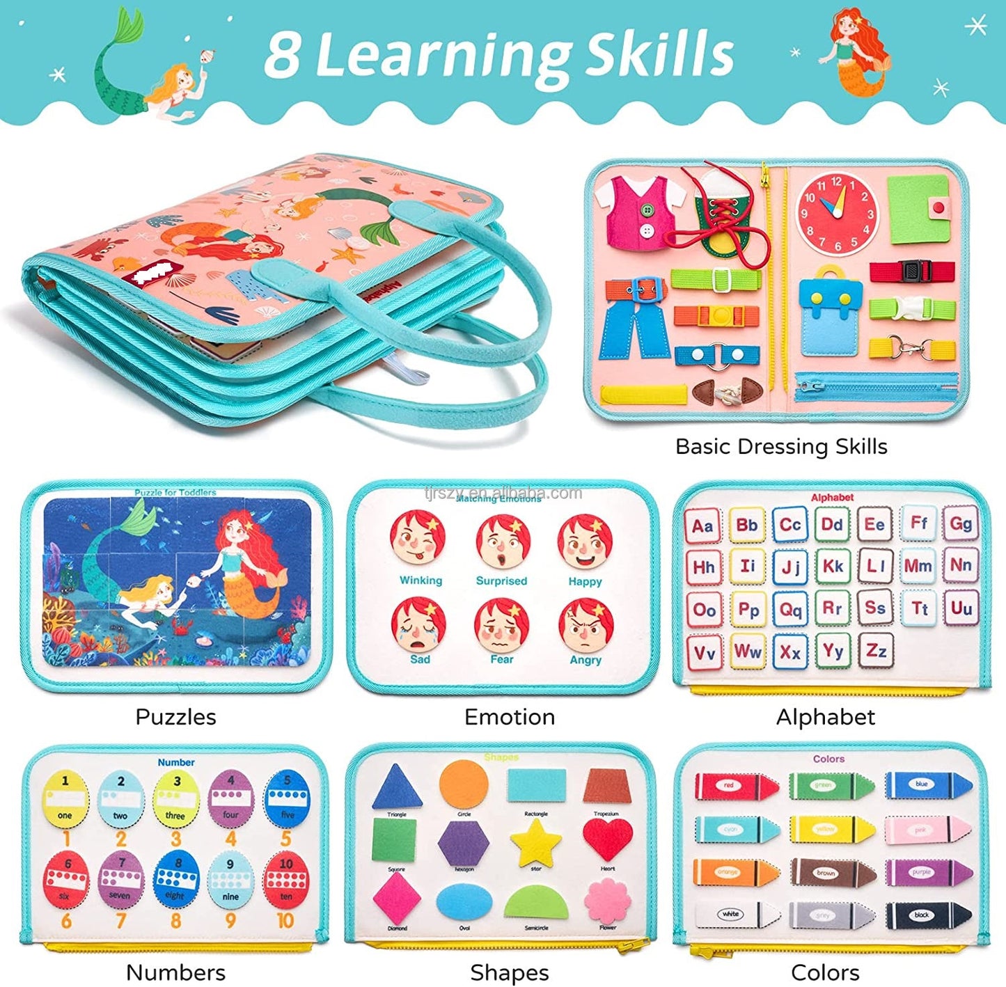 Toddler Busy Board Sensory Montessori Toys 8 Pages Quiet Book for Kids 6