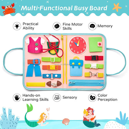 Toddler Busy Board Sensory Montessori Toys 8 Pages Quiet Book for Kids8