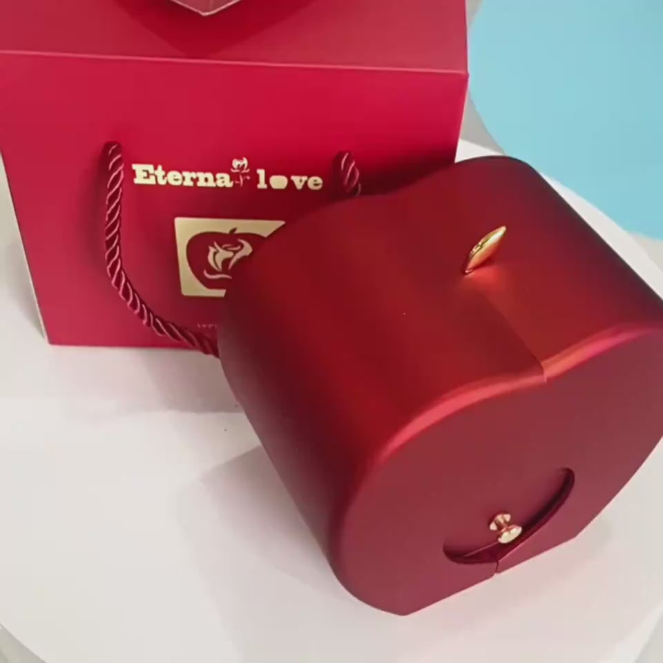 Fashion Jewellery Box Red Apple Gift Necklace Eternal Rose For Girl Valentine's Day video