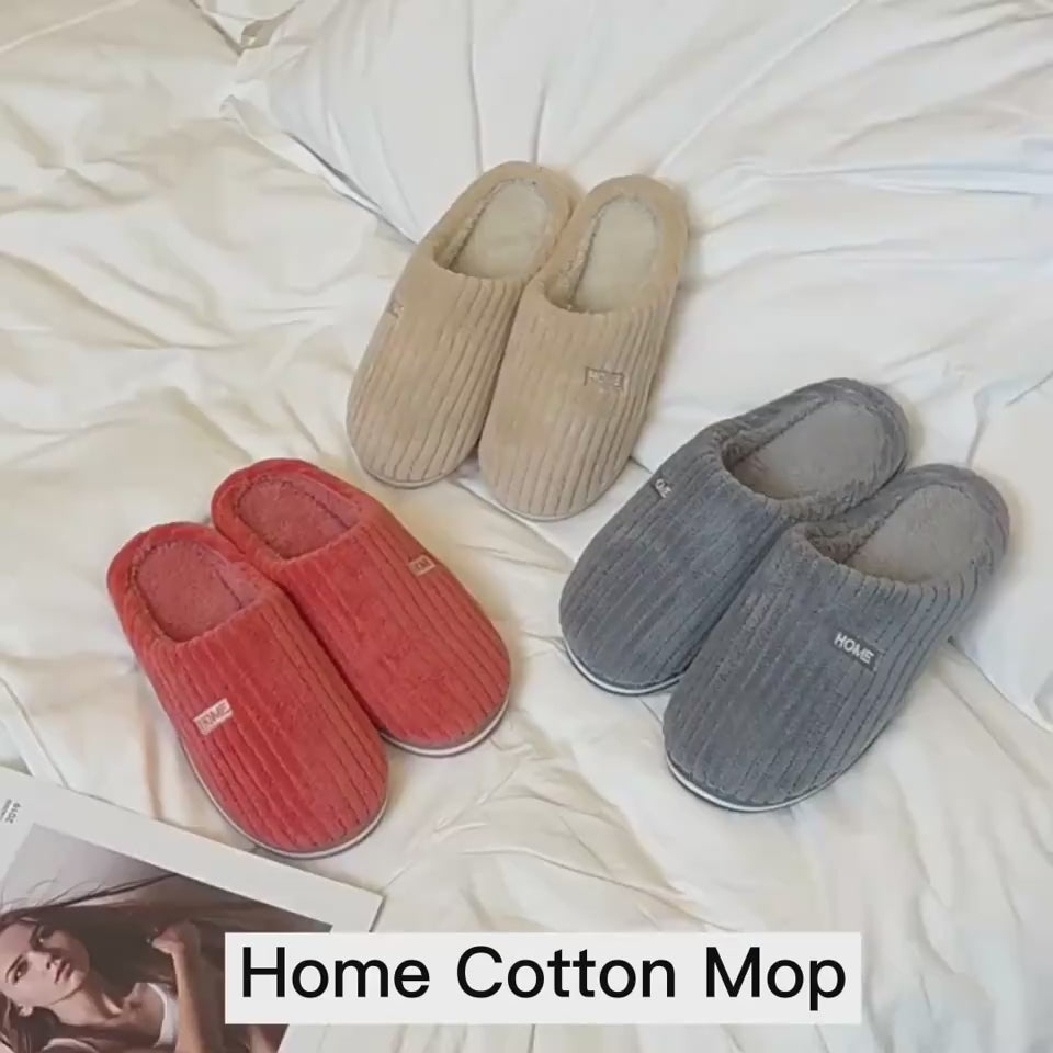 Solid Colour Slippers Winter Non-slip Home Warm Plush Slippers vid