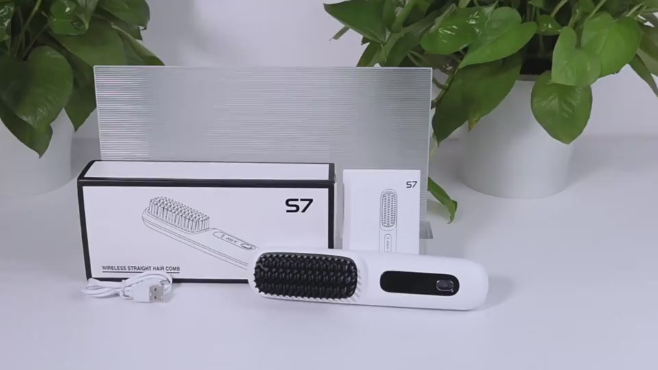 2 In 1 Straight Hair Comb Wireless Hair Straightener Brush Hair  Portable USB Charging faax vid