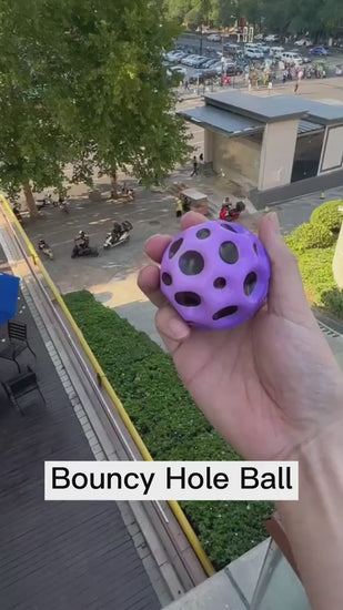 Hole Ball Soft Bouncy Ball Anti-fall Moon Shape Porous Bouncy Ball Kids Indoor Outdoor Toy Ergonomic Design video