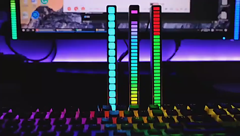 LED Strip Light Sound Control Pickup Rhythm Light Music RGB Colourful Tube USB video