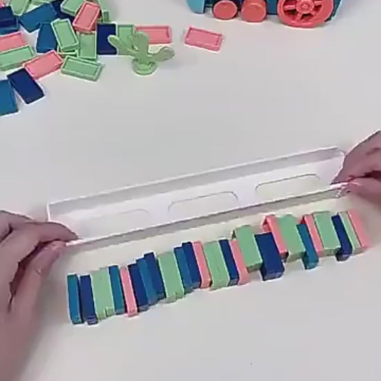 Domino Train Toys Baby Toys Car Puzzle Automatic Release Licensing Electric Building Blocks Train Toy video