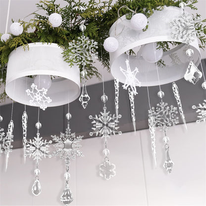 10pcs Christmas Tree Hanging Pendants Acrylic Ice Strip Snow Ceiling Xmas Ornaments 3